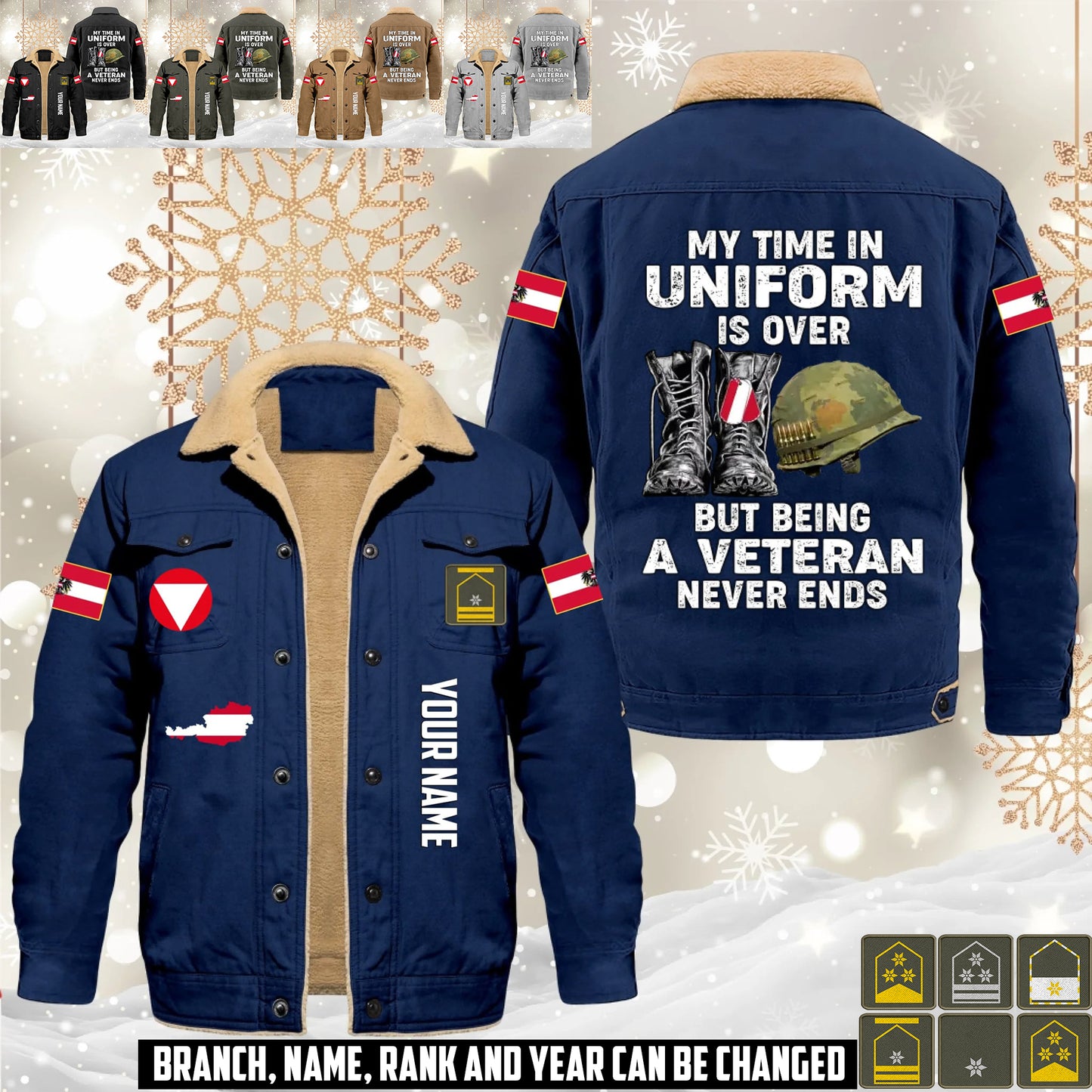 Personalized Austria Soldier/ Veteran With Name And Rank Cargo Fleece Jacket - 17645472