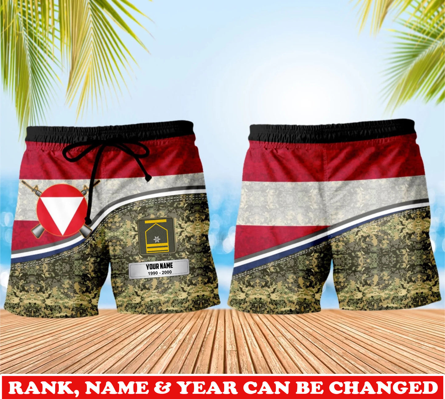 Personalized Austria Soldier/Veteran Camo with Rank, Name & Year Short All Over Printed - 17740512