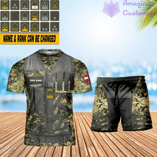 Personalized Austria Soldier/ Veteran Camo With Name And Rank Combo T-Shirt + Short 3D Printed -22042401QA