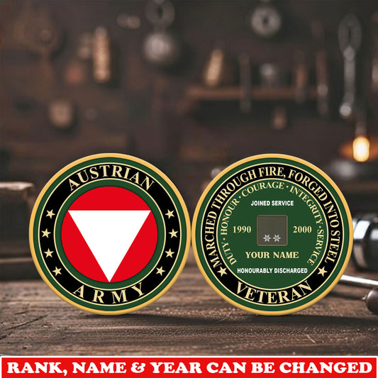 Personalized Austria Veteran/ Soldier With Rank,  Name And Year Challenge Coin - 17744832