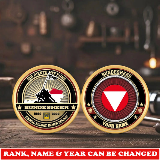 Personalized Austria Veteran/ Soldier With Rank, Name And Year Challenge Coin - 17732736