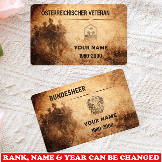 Personalized Austria Soldier/ Veteran With Rank, Name And Year Aluminum Wallet Card - 17735328