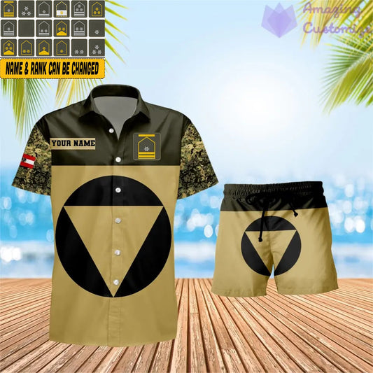 Personalized Austria Soldier/ Veteran Camo With Rank Combo Hawaii Shirt + Short 3D Printed - 0906230001QA