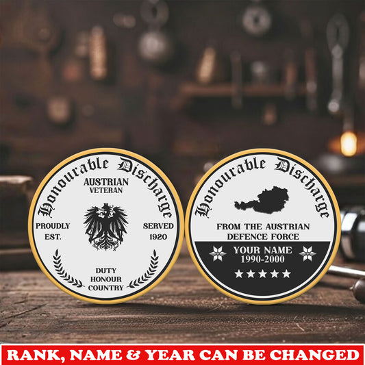 Personalized Austria Veteran/ Soldier With Rank,  Name And Year Challenge Coin - 17743968