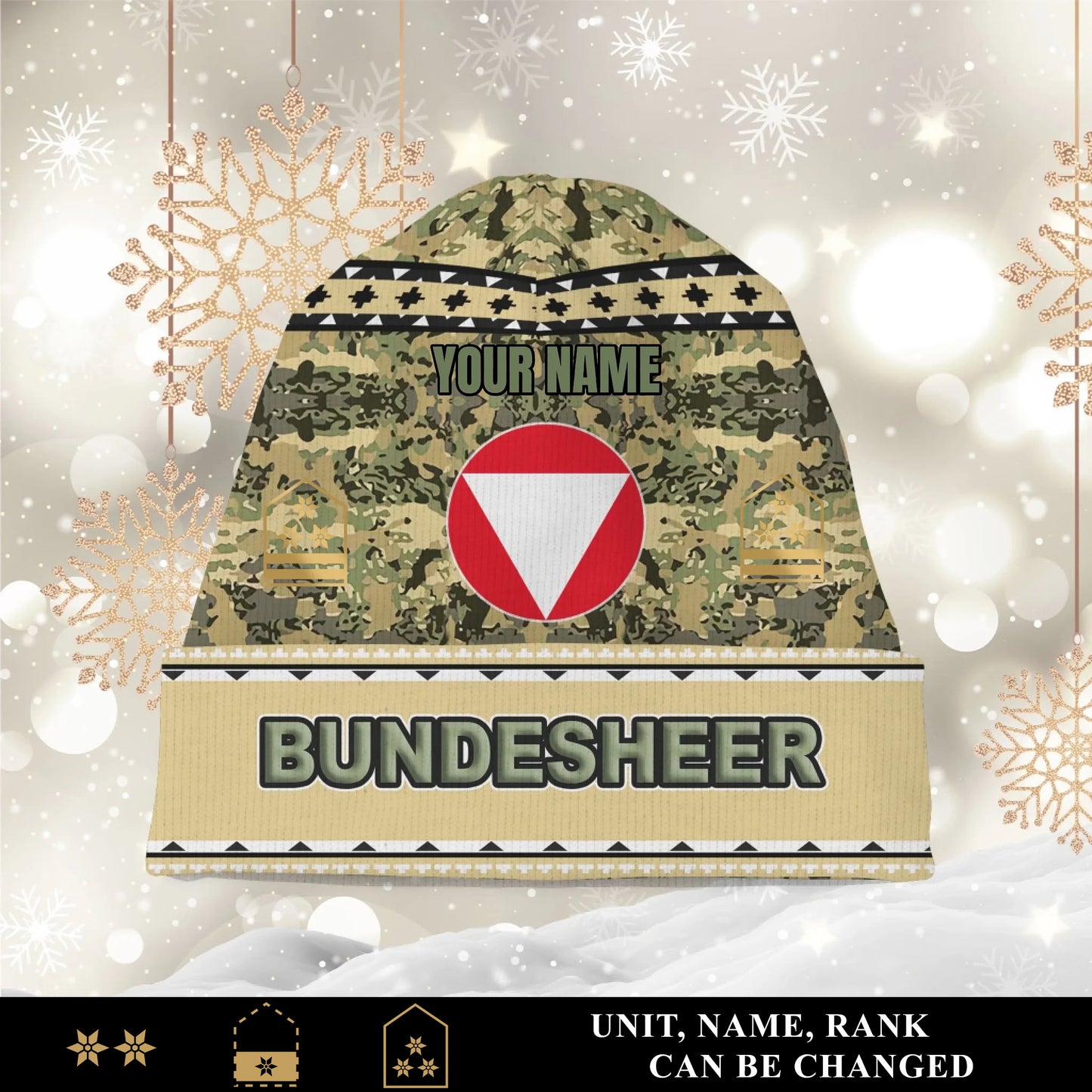 Personalized Austria Soldier/Veteran Camo with Rank And Name Beanie Hat - 1765238400