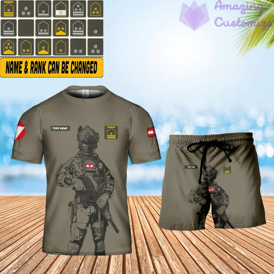 Personalized Austria Soldier/ Veteran Camo With Name And Rank Combo T-Shirt + Short 3D Printed -17042401QA