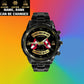 Personalized Austrian Soldier/ Veteran With Name and Rank Black Stainless Steel Watch - 03052401QA - Gold Version