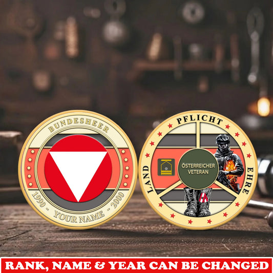 Personalized Austria Veteran/ Soldier With Rank,  Name And Year Challenge Coin - 17755200