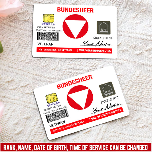 Personalized Austria Soldier/ Veteran With Rank, Name And Year Aluminum Wallet Card - 17671392