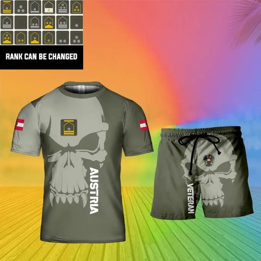 Personalized Austrian Soldier/ Veteran Camo With  Rank Combo T-Shirt + Short 3D Printed -13042401QA