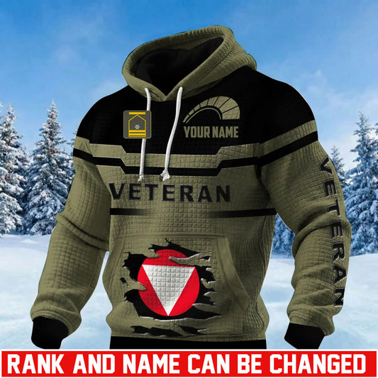 Personalized Austria Soldier/ Veteran With Rank And Name 3D Waffle Hoodie - 17695584