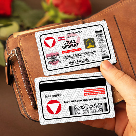 Personalized Austria Soldier/ Veteran With Rank, Name And Year Aluminum Wallet Card - 1747094401