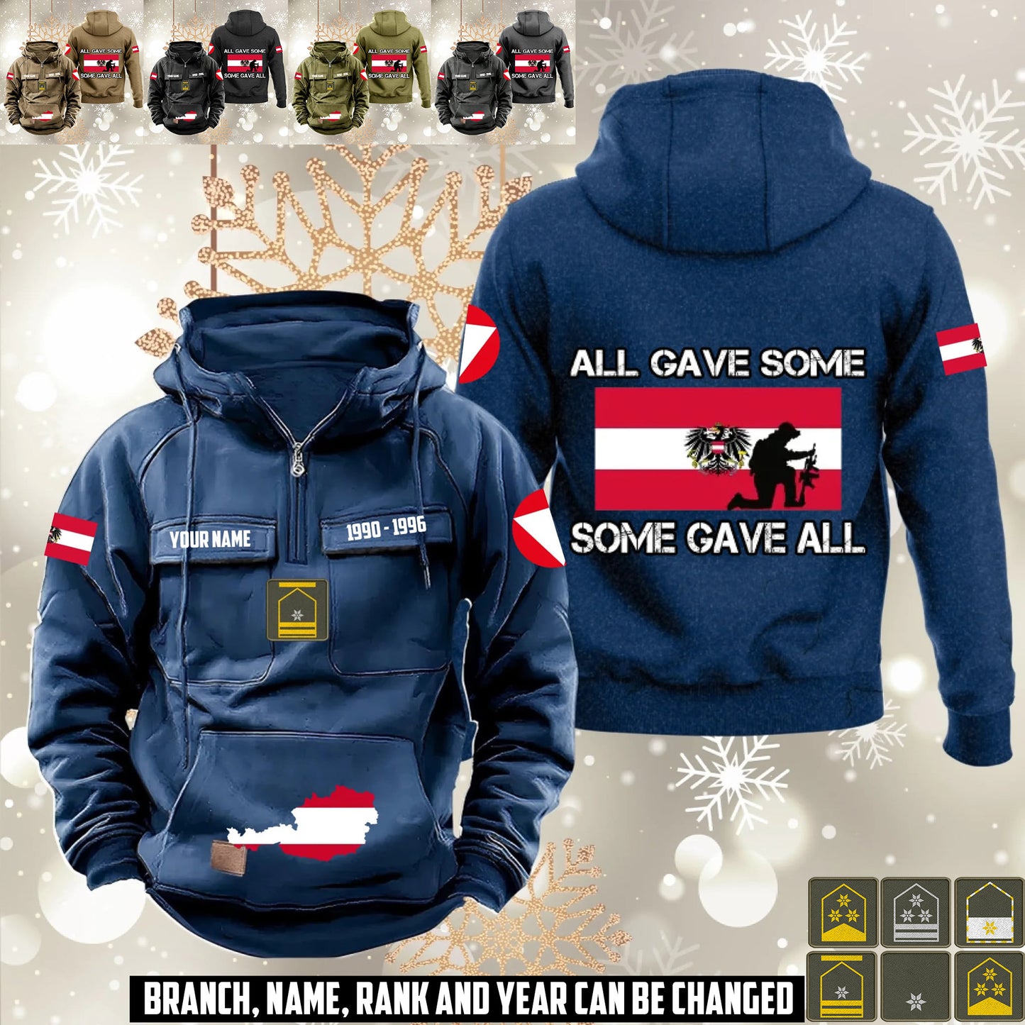 Personalized Austria Soldier/Veteran Vintage Hoodie All Over Printed - 1760400001