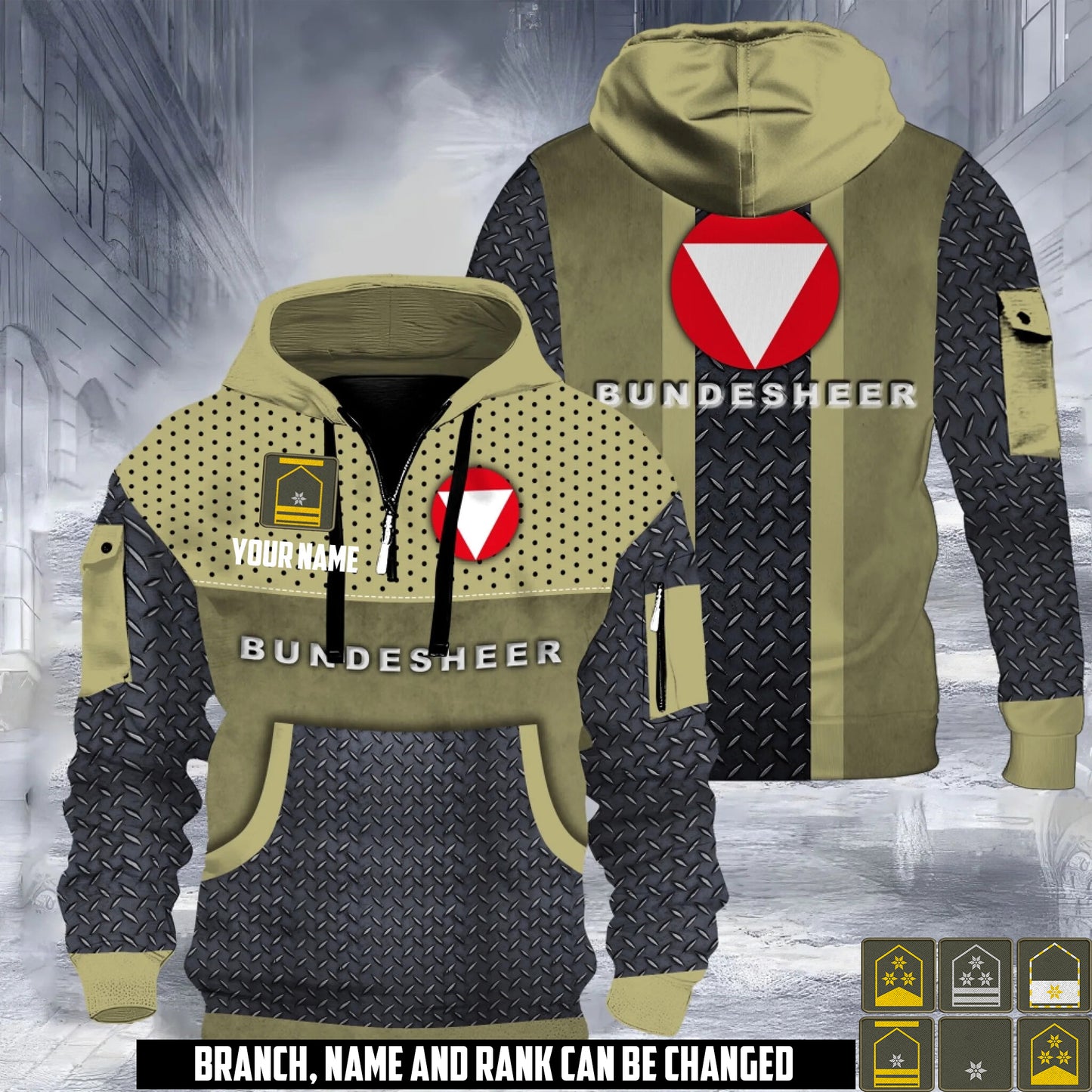 Personalized Austria Soldier/ Veteran With Rank And Name 3D Half-zip Hoodie - 17693856