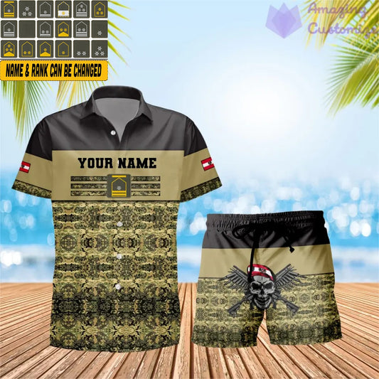 Personalized Austria Soldier/ Veteran Camo With Rank Combo Hawaii Shirt + Short 3D Printed - 1201240001QA