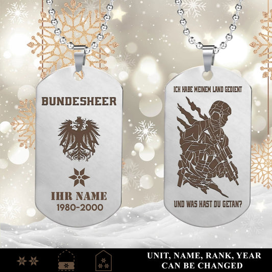 Personalized Austria Soldier/Veteran with Rank, Name & Year Dog Tag Necklace - 1763942401