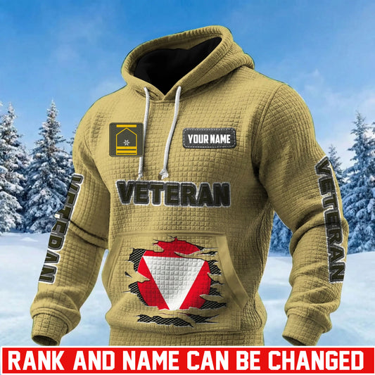 Personalized Austria Soldier/ Veteran With Rank And Name 3D Waffle Hoodie - 17694720