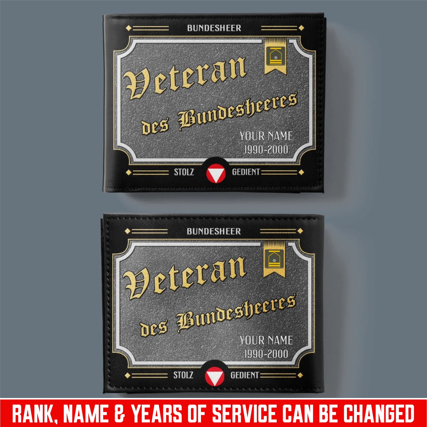 Personalized Austria Soldier/ Veteran With Rank, Year And Name Leather Wallet - 17685216