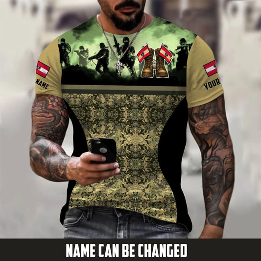 Personalized Austria Soldier/Veteran Camo with Name T-Shirt All Over Printed - 17664480