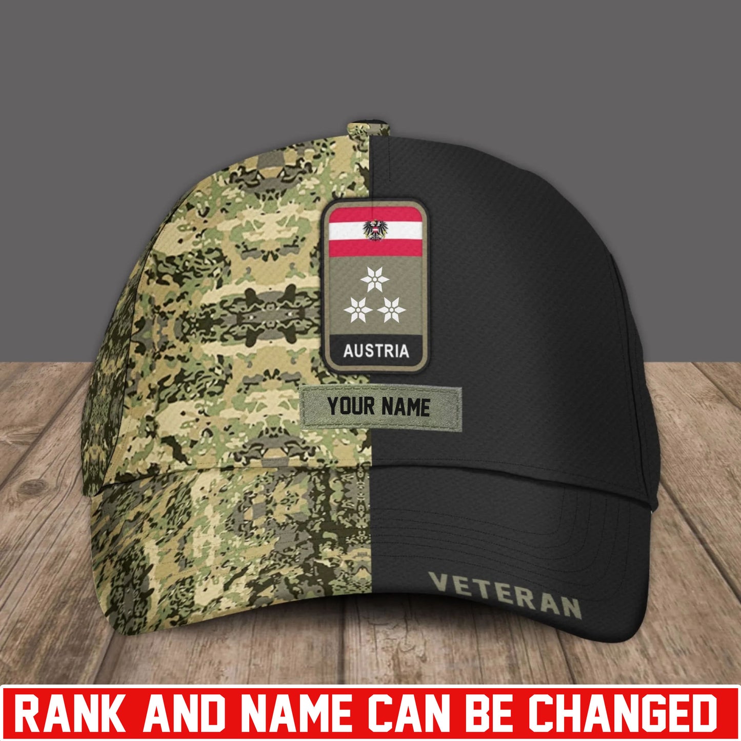 Personalized Rank And Name Austria Soldier/Veterans Camo Baseball Cap - 17734464