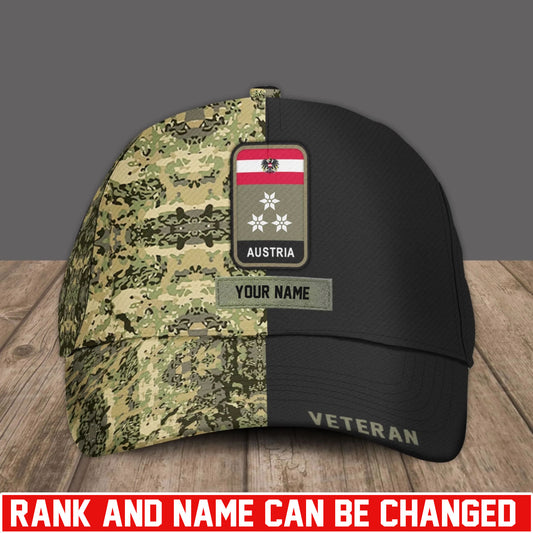 Personalized Rank And Name Austria Soldier/Veterans Camo Baseball Cap - 17734464