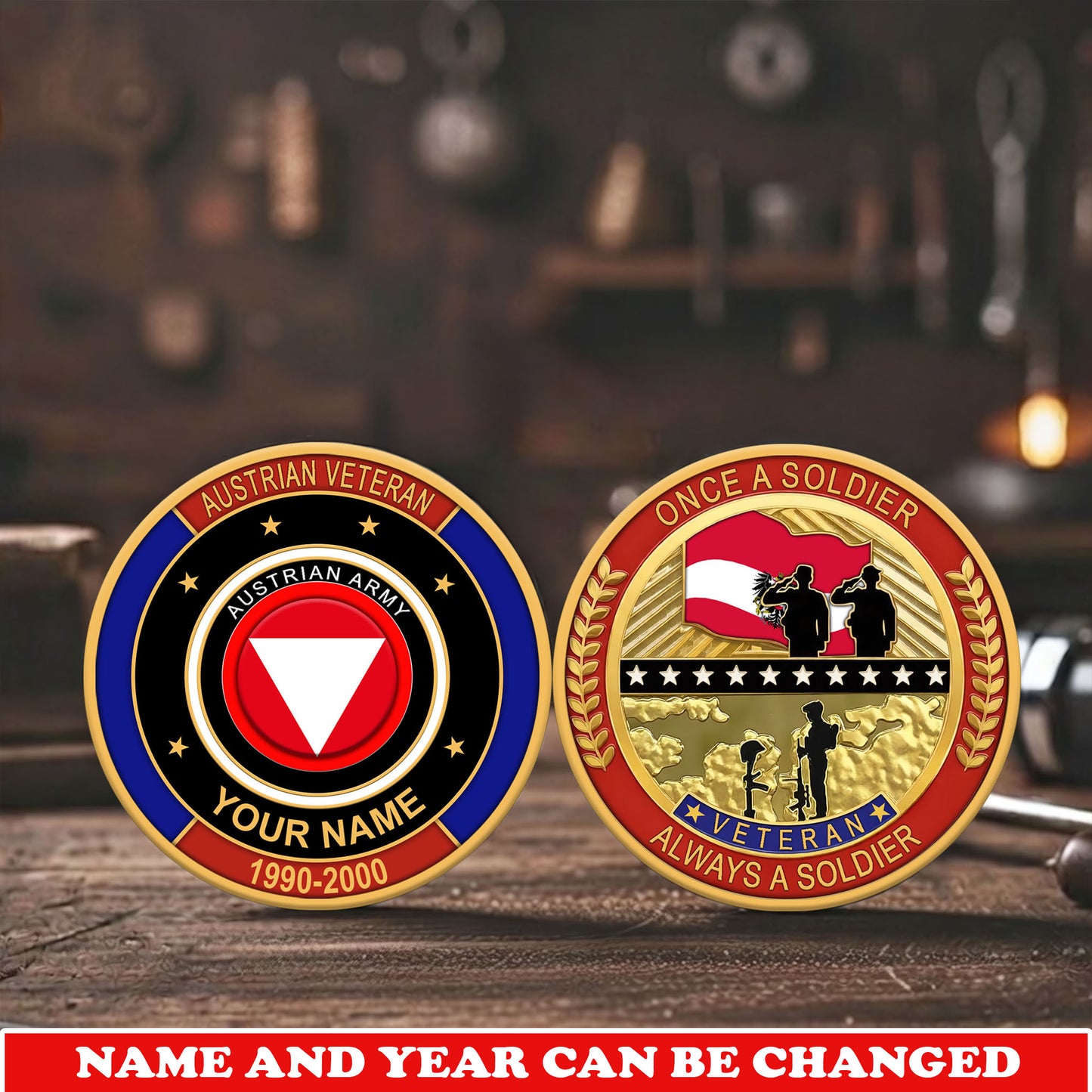Personalized Austria Veteran/ Soldier With Name And Year Challenge Coin - 17742240