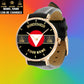 Personalized Austrian Soldier/ Veteran With Name And Rank Black Stitched Leather Watch - 17097696 - Gold Version