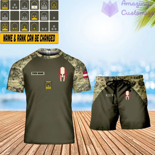 Personalized Austria Soldier/ Veteran Camo With Name And Rank Combo T-Shirt + Short 3D Printed -1010230001QA