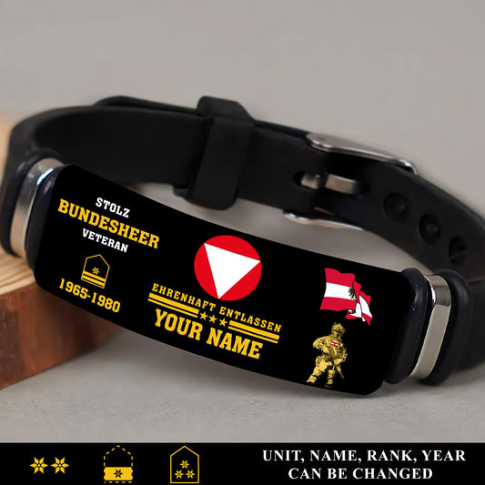 Personalized Austria Soldier/ Veteran With Rank, Name And Year Bracelet - 17538336