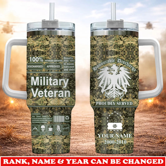 Personalized Austria Veteran/ Soldier With Rank, Year And Name Camo Tumbler - 17745696