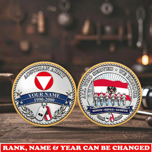 Personalized Austria Veteran/ Soldier With Rank,  Name And Year Challenge Coin - 17743104