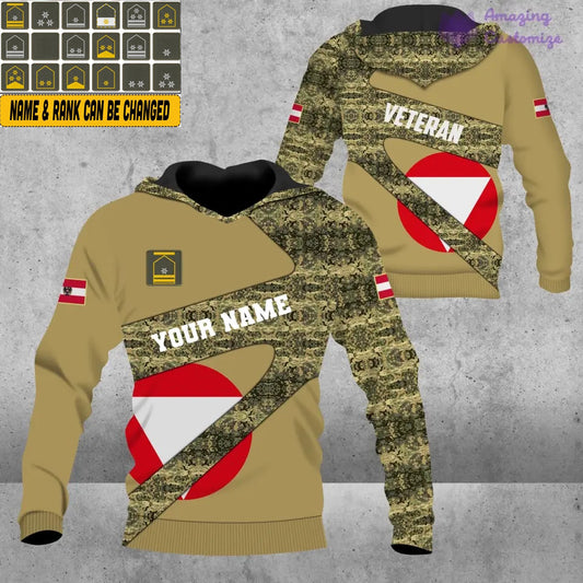 Personalized Austrian Soldier/ Veteran Camo With Name And Rank Hoodie 3D Printed - 2601240001