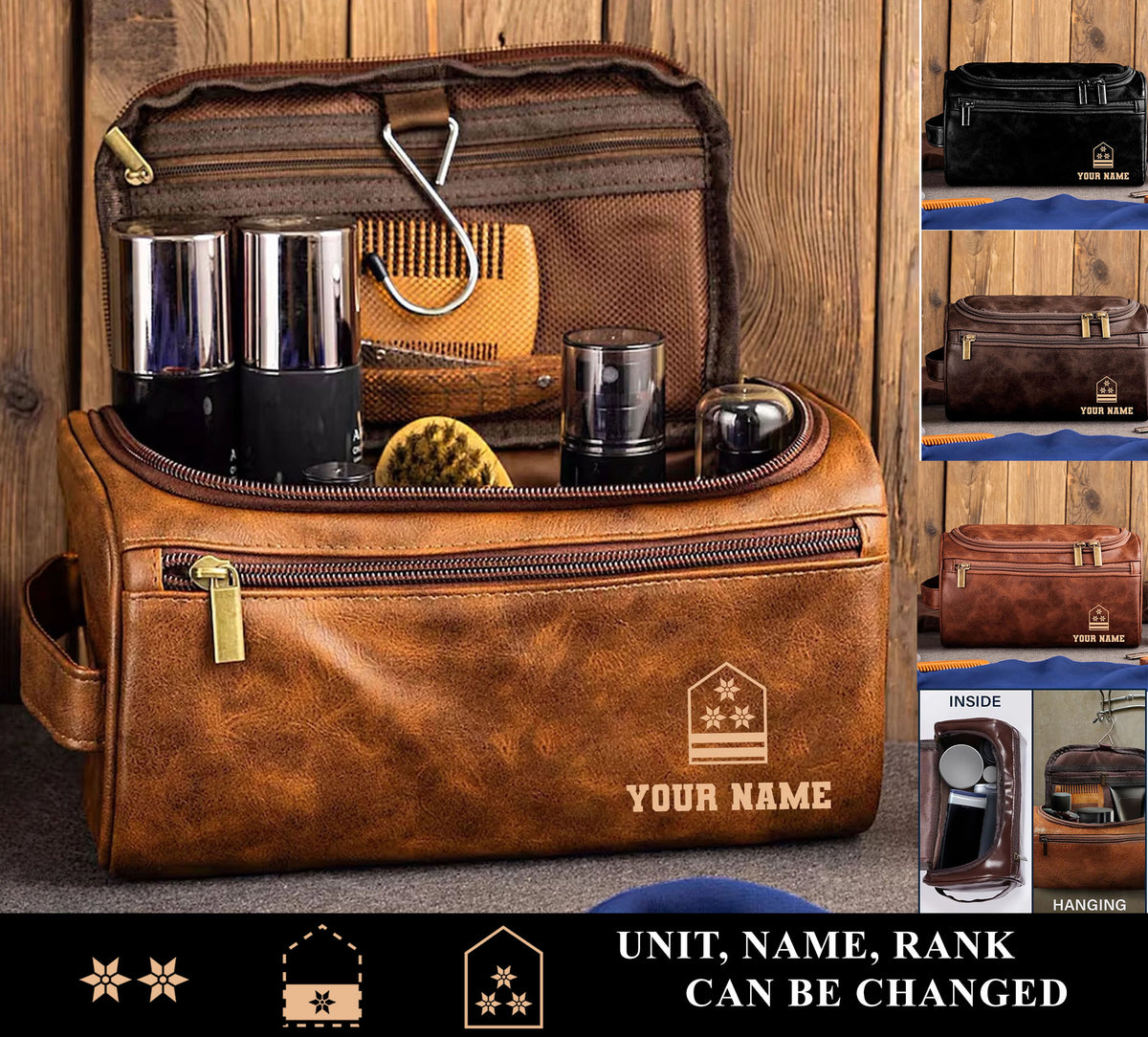 Personalized Austria Soldier/ Veteran With Name And Rank Leather Toiletry Bag - 17555616