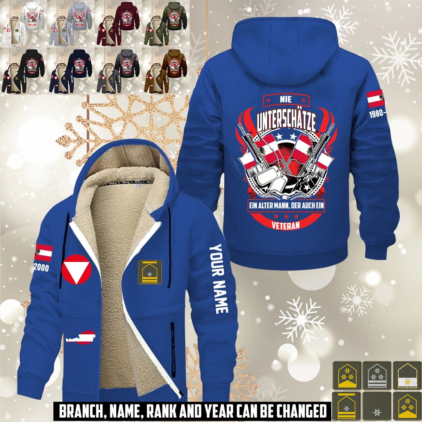 Personalized Austria Soldier/ Veteran With Name, Year And Rank Hoodie Zip Velvet Coat - 17646336