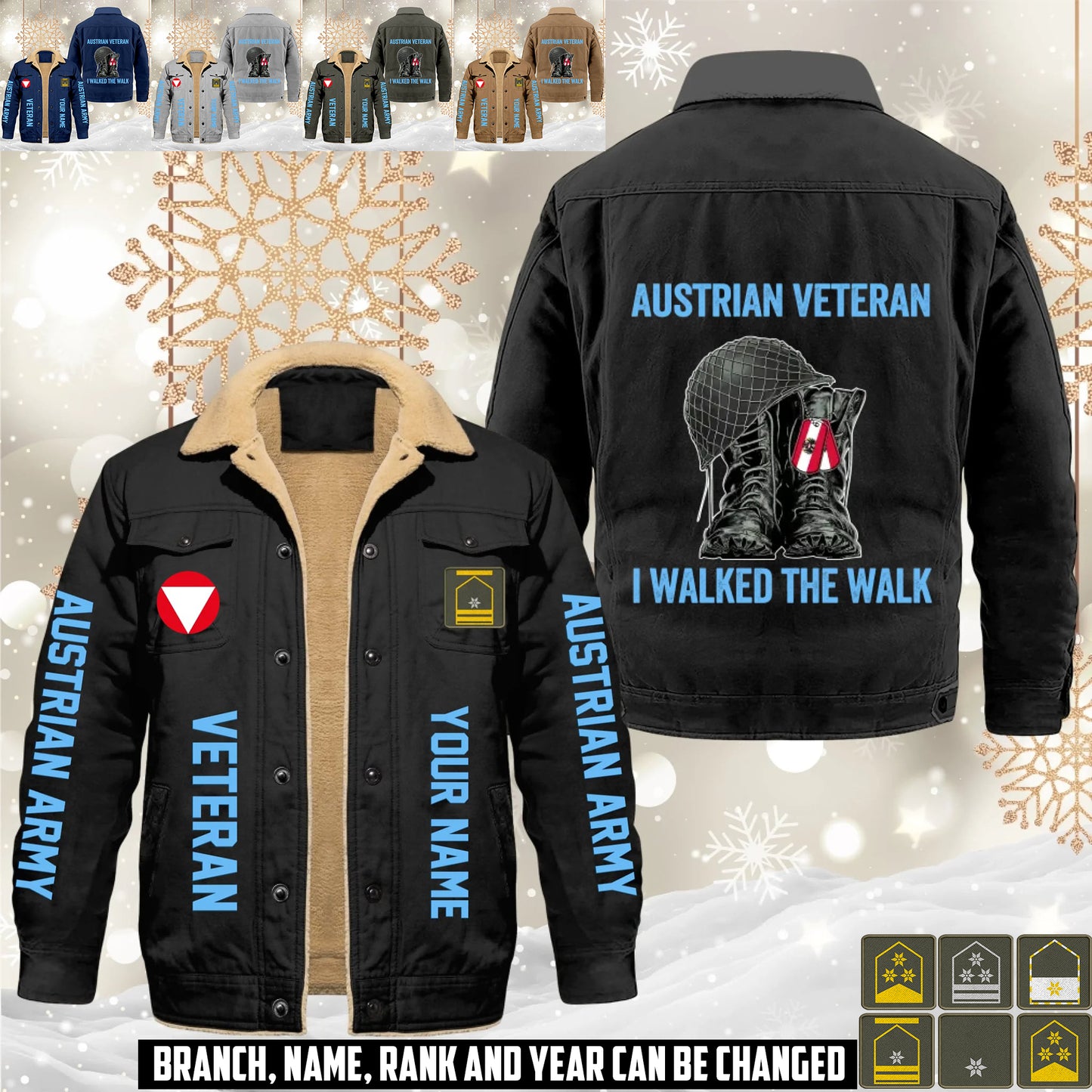 Personalized Austria Soldier/ Veteran With Name And Rank Cargo Fleece Jacket - 17593632