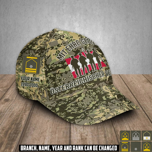 Personalized Rank, Year And Name Austria Soldier/Veterans Camo Baseball Cap - 17676576