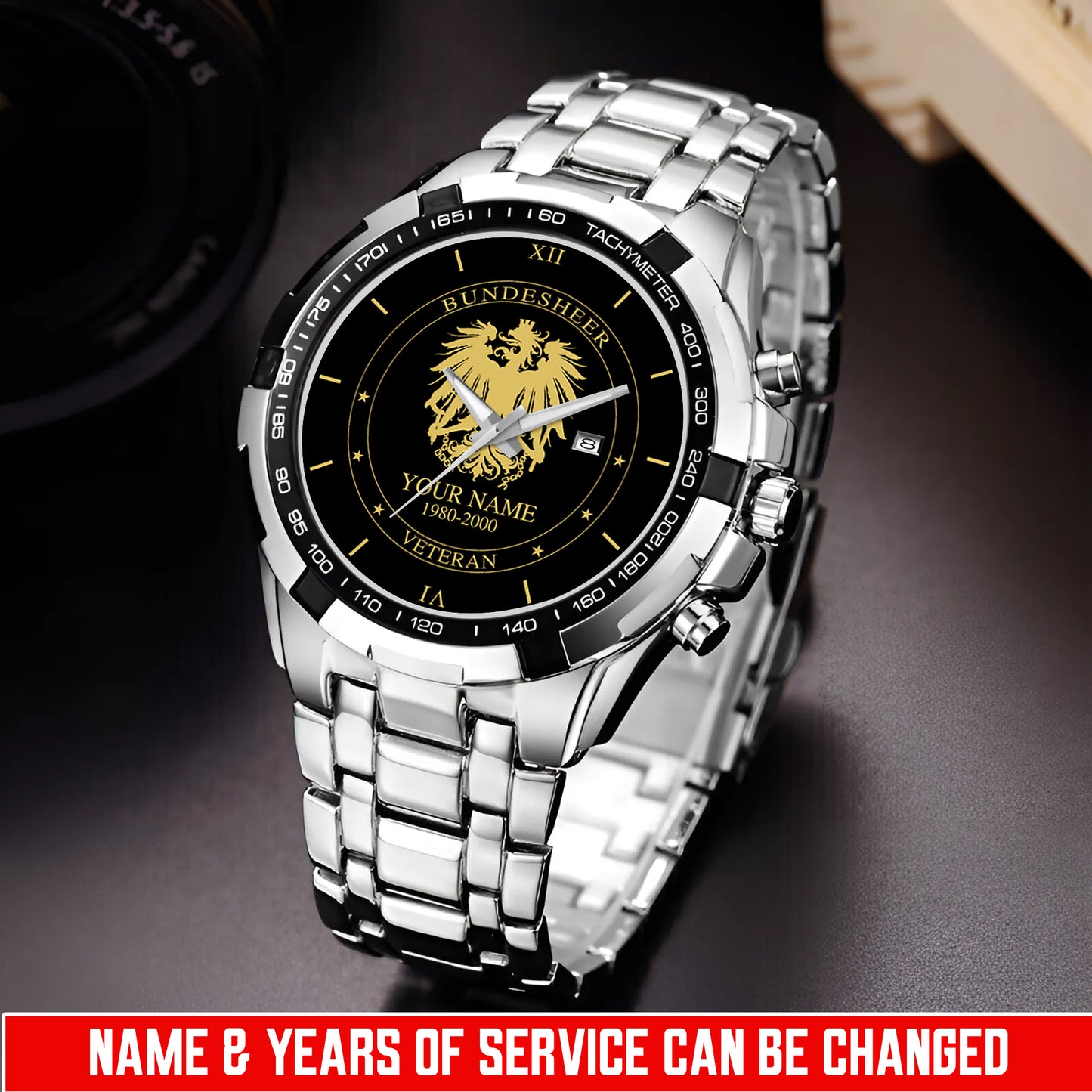 Personalized Name And Year Austria Soldier/Veterans Men Quartz Wristwatch - 17682624