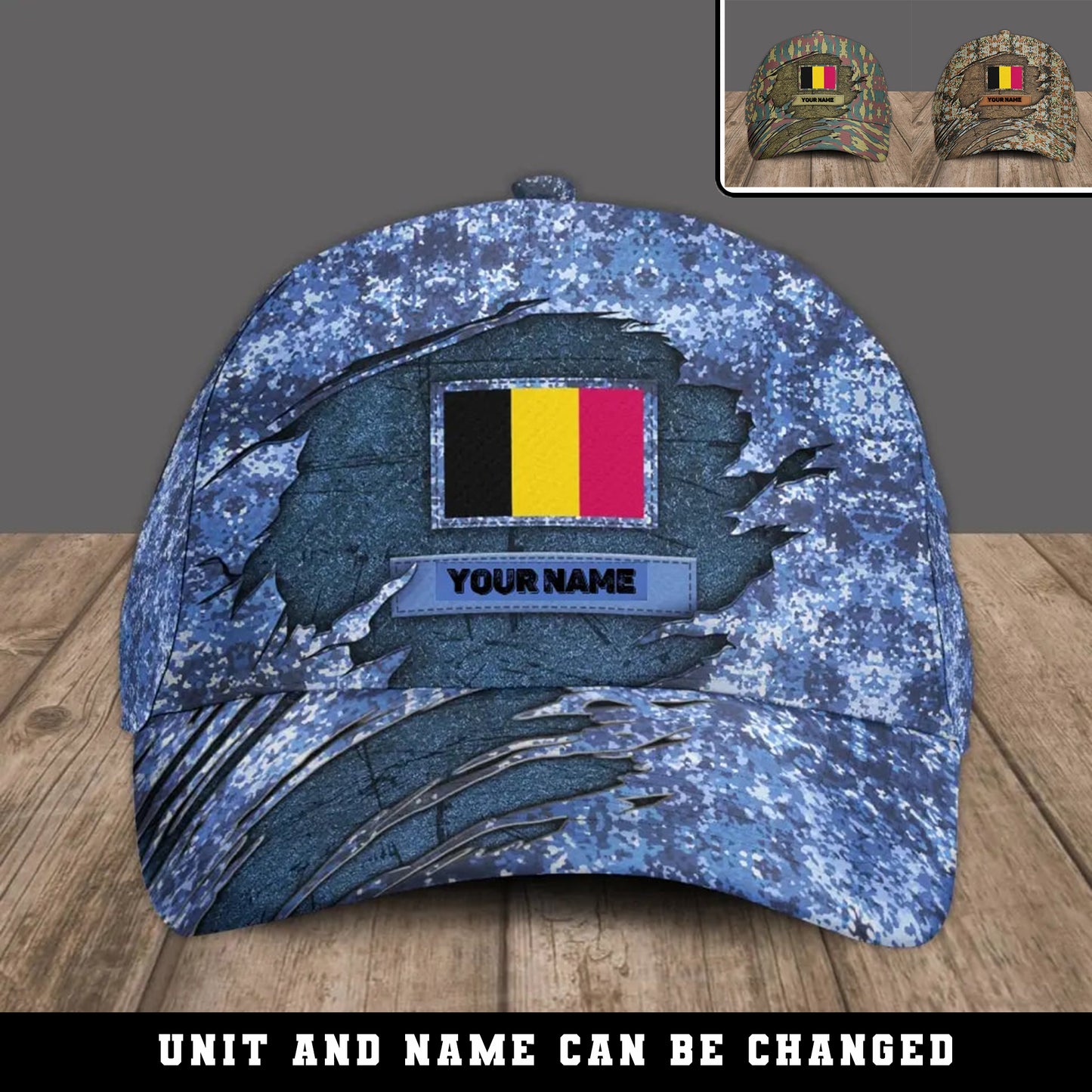 Casquette de baseball camouflage personnalisée pour soldat/vétéran belge - 16841952 - D04