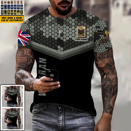 Personalized UK Soldier/ Veteran Camo With Name And Rank T-shirt 3D Printed - 1011230005