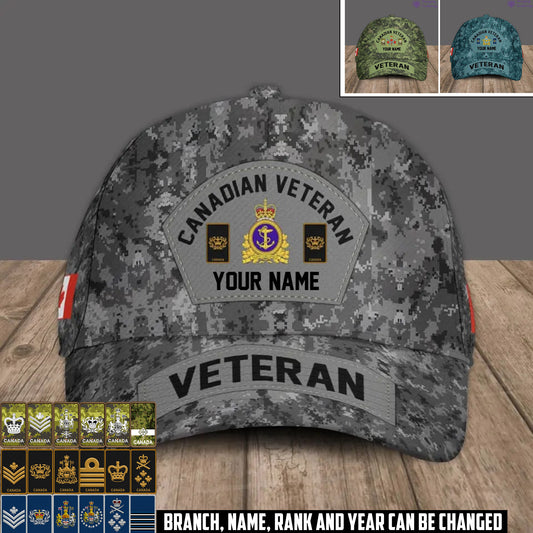 Personalized Rank And Name Canada Soldier/Veterans Camo Baseball Cap - 1717027202