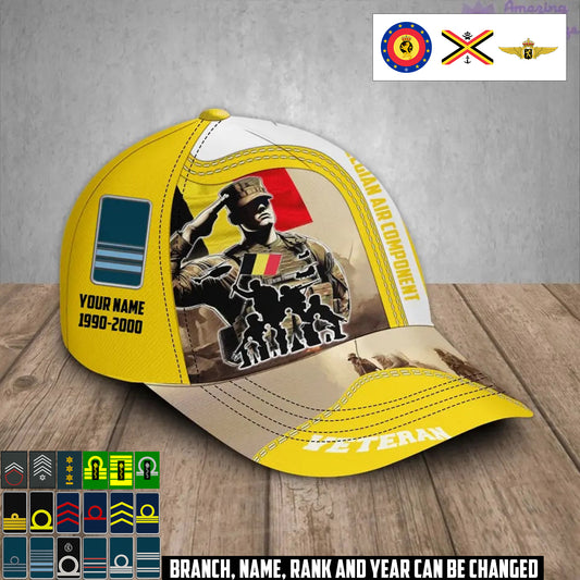 Casquette de baseball personnalisée avec grade, année et nom pour soldat/vétéran belge - 17212608