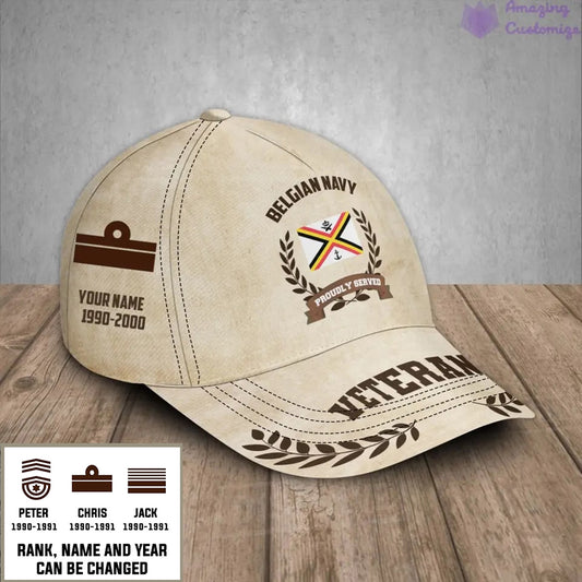 Casquette de baseball personnalisée avec grade, année et nom pour soldat/vétéran belge - 1721260803