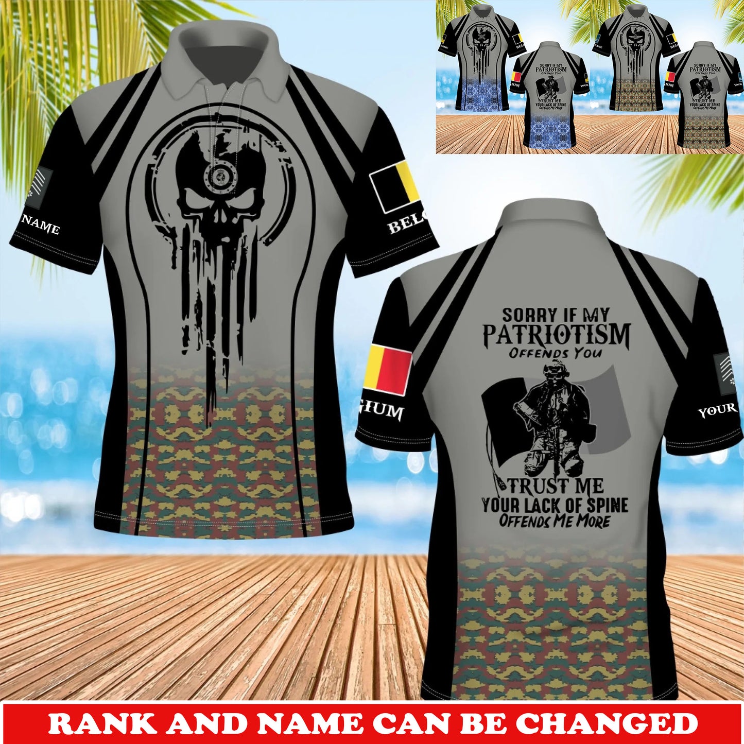 Personalized Belgium Soldier/Veteran Camo with Rank and Name T-Shirt All Over Printed - 17741376