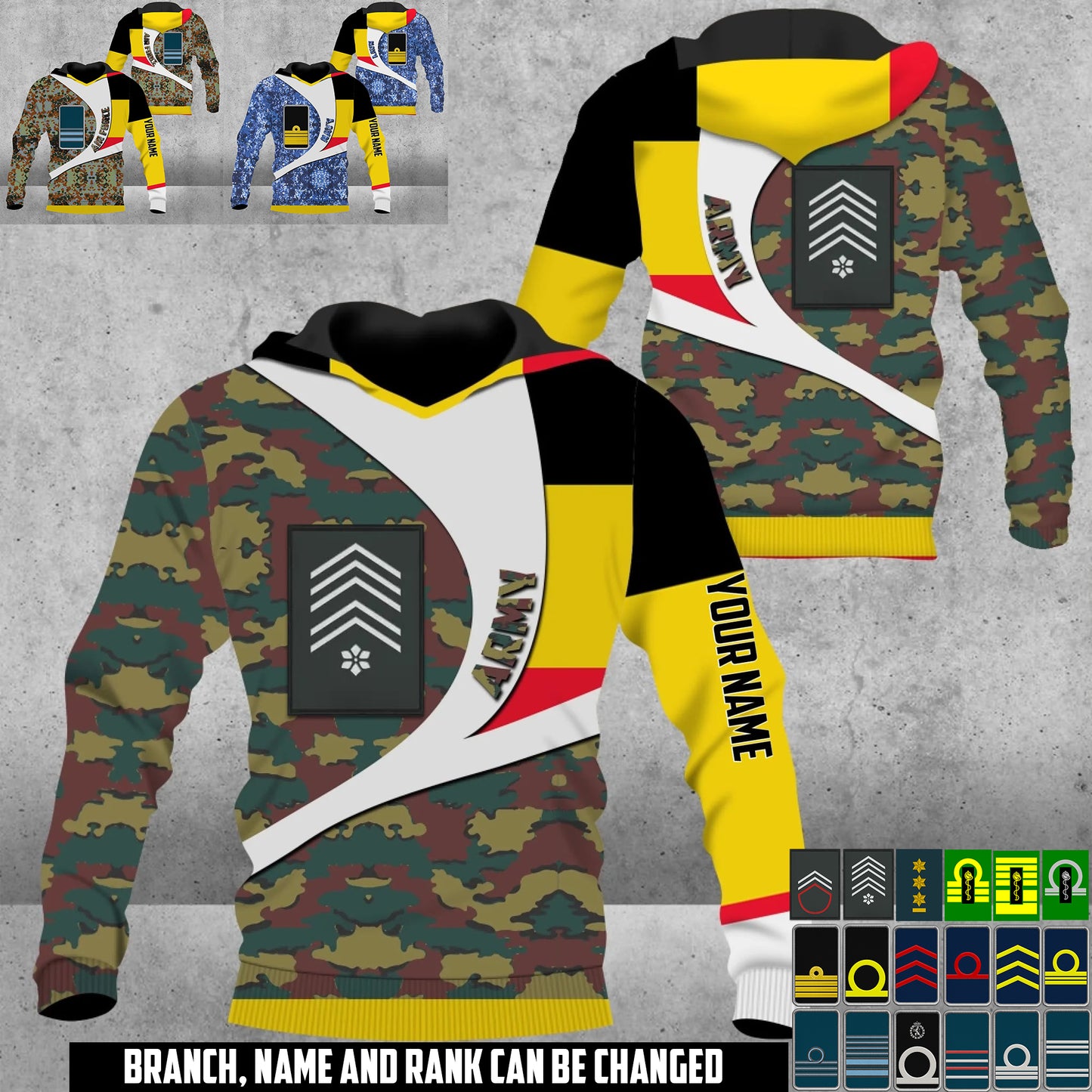 Personalized Belgium Soldier/Veteran Camo with Name & Rank Hoodie All Over Printed - 17675712