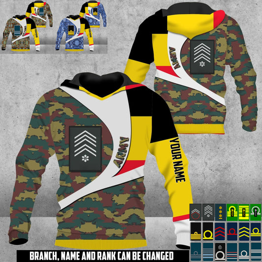 Personalized Belgium Soldier/Veteran Camo with Name & Rank Hoodie All Over Printed - 17675712