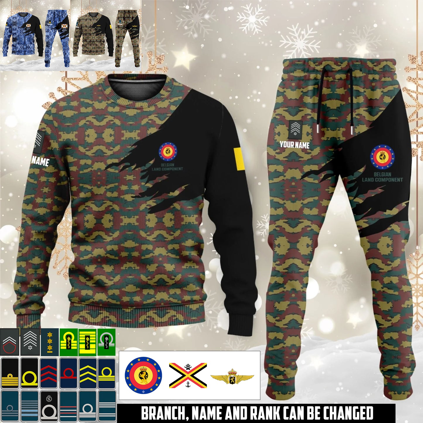 Belgian camouflage Sweater + Jogger – Personalized with Name & Rank - 17474400