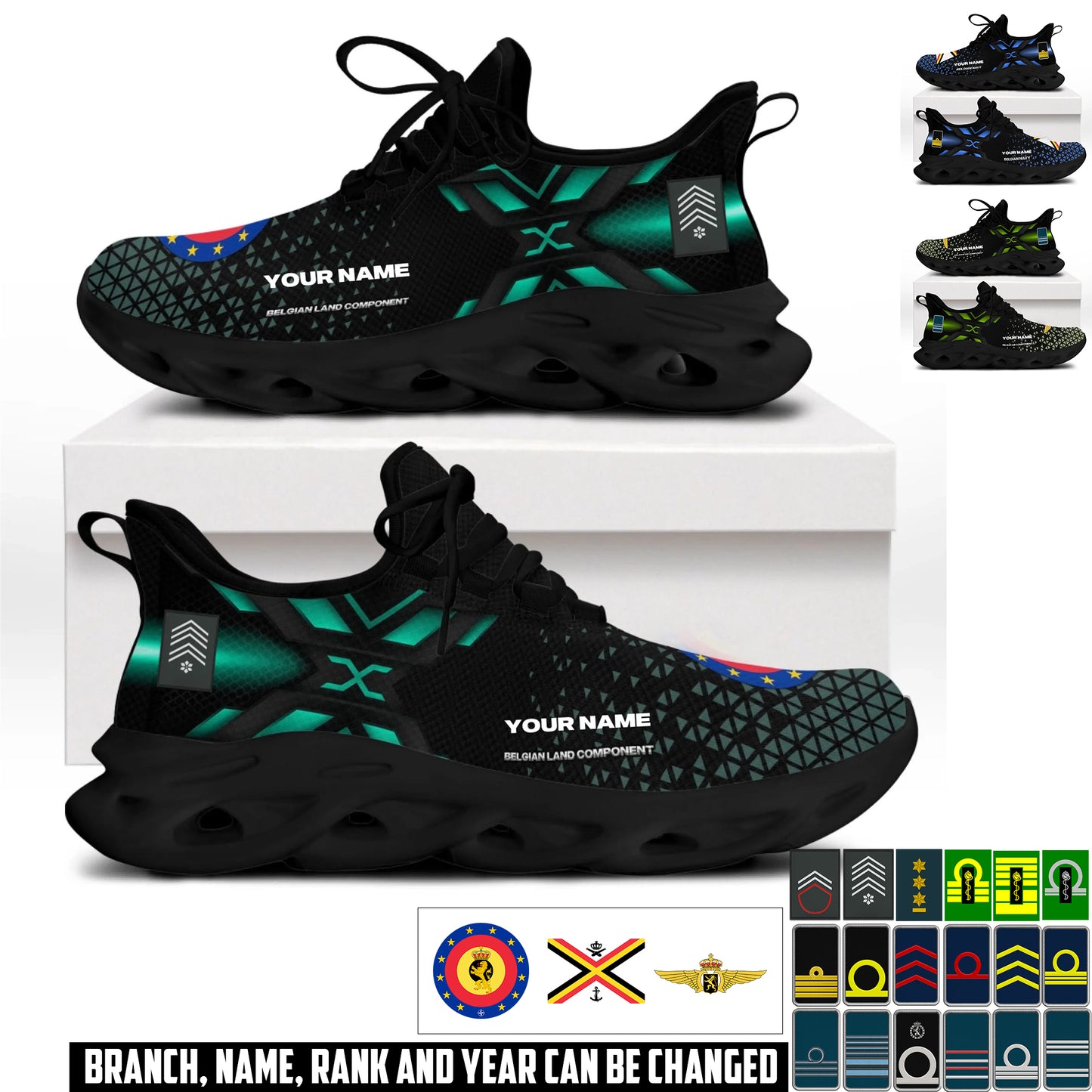 Personalized Belgium Soldier/ Veteran With Name And Rank Men Sneakers - 17592768