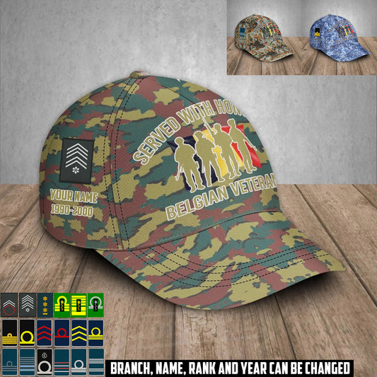 Personalized Rank, Year And Name Belgium Soldier/Veterans Baseball Cap - 17676576