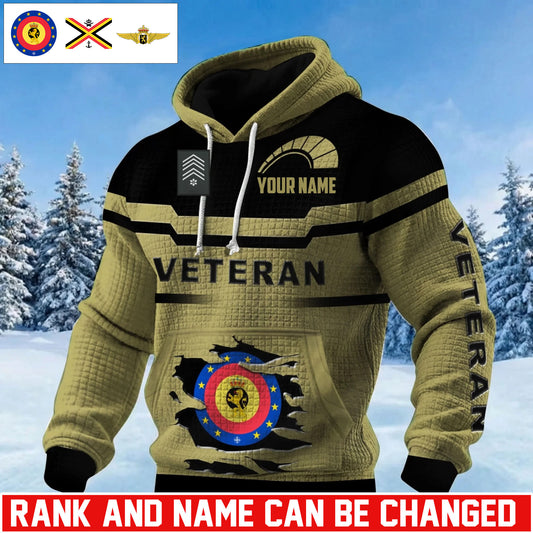 Personalized Belgium Soldier/ Veteran With Rank And Name 3D Waffle Hoodie - 17695584