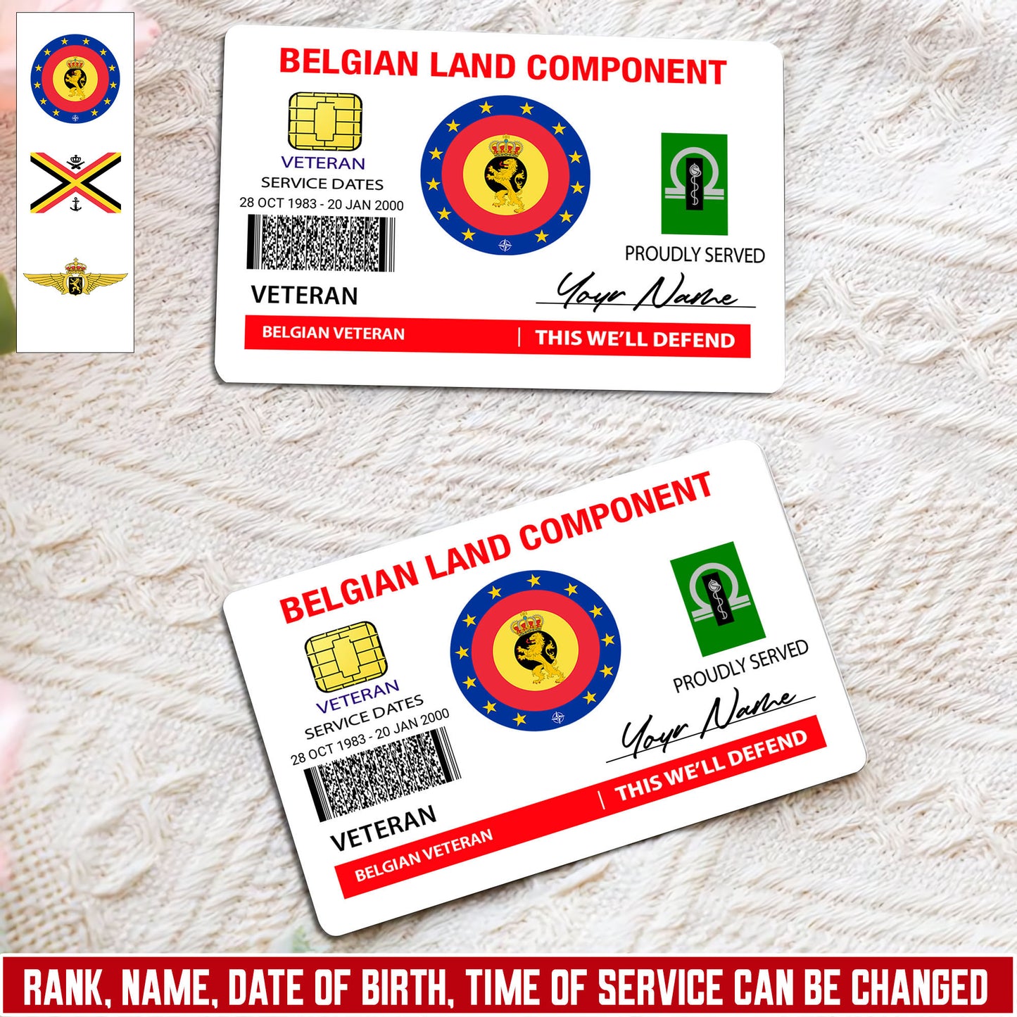 Personalized Belgium Soldier/ Veteran With Rank, Name And Year Aluminum Wallet Card - 17671392